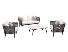 Load image into Gallery viewer, IndoSoul Crown 4 Piece Lounge Seating Set with Love Seat in Charcoal | Outdoors | app store dev @@ABC ///[option4] 十月五日 11:53 
