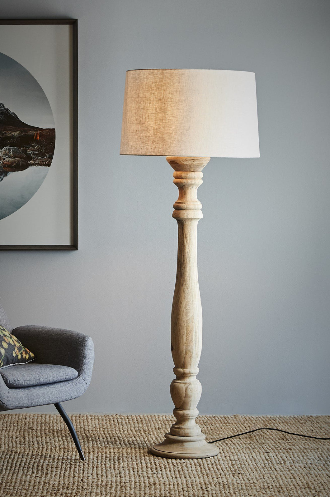 Zaffero Candela Large - Natural - Turned Wood Candlestick Floor Lamp | Lighting | app store dev @@ABC ///[option4] 十月五日 11:53 