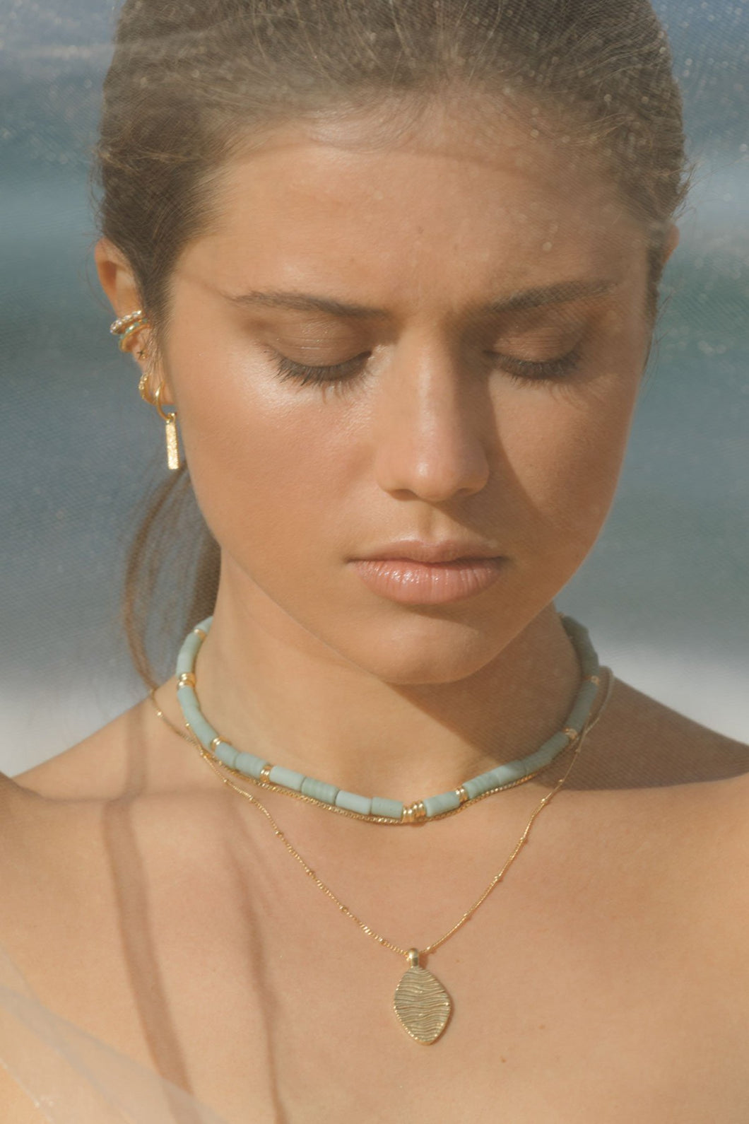Aqua bay necklace gold plated