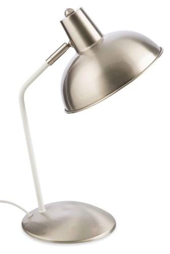 Home & Giftware Cambridge Iron Table Lamp with Brushed Steel Shade and Base with Matt White Arm | Lighting | app store dev @@ABC ///[option4] 十月五日 11:53 