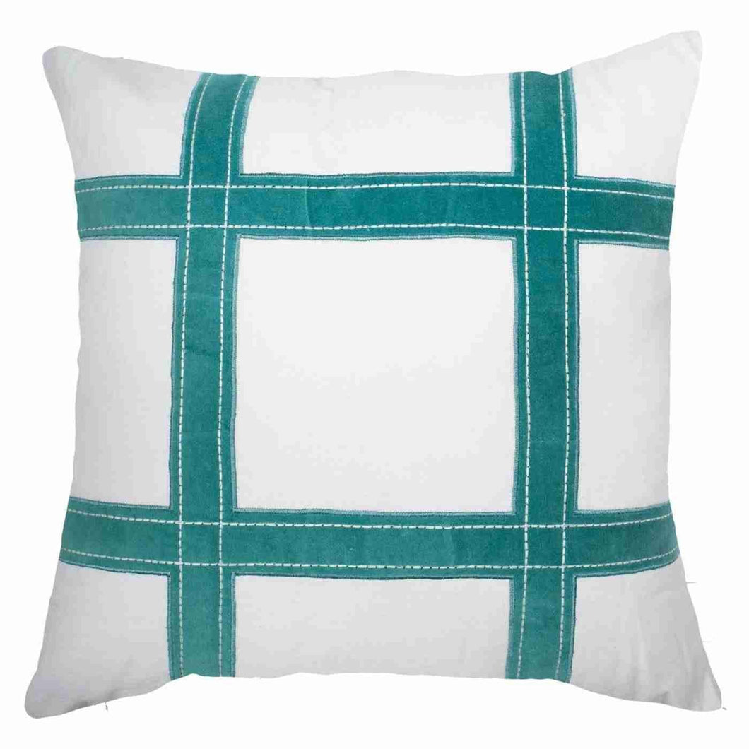 Bandhini Homewear Design Linen Grid Peacock Lounge Cushion 55x55cm | Accessories | app store dev @@ABC ///[option4] 十月五日 11:53 