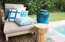 Load image into Gallery viewer, Bandhini Homewear Design Linen Grid Peacock Lounge Cushion 55x55cm | Accessories | app store dev @@ABC ///[option4] 十月五日 11:53 
