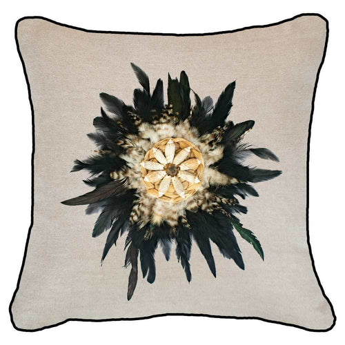 Bandhini Homewear Design Feather Shell Black Juju Natural Lounge Cushion 55 x 55 cm | Accessories | app store dev @@ABC ///[option4] 十月五日 11:53 