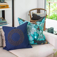 Load image into Gallery viewer, Bandhini Homewear Design Disc Bead Navy Lounge Cushion 55 x 55cm | Accessories | app store dev @@ABC ///[option4] 十月五日 11:53 
