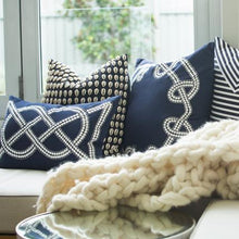 Load image into Gallery viewer, Bandhini Homewear Design Dot Chain Knot Navy Lounge Cushion 55x55cm | Accessories | app store dev @@ABC ///[option4] 十月五日 11:53 
