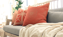 Load image into Gallery viewer, Bandhini Homewear Design Dreamtime Zig Dot Block Orange Lounge Cushion 55 x 55 cm | Accessories | app store dev @@ABC ///[option4] 十月五日 11:53 
