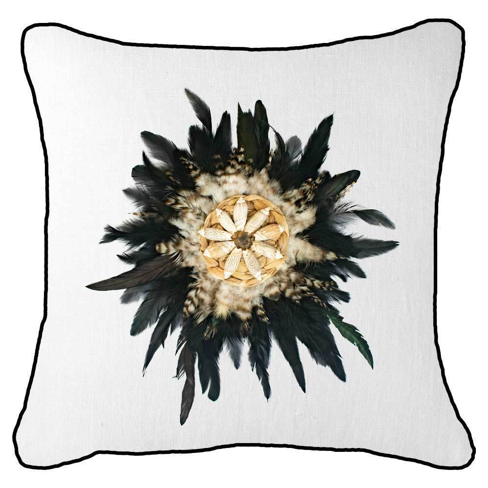 Bandhini Homewear Design Feather Shell Black Juju White Lounge Cushion 55 x 55 cm | Accessories | app store dev @@ABC ///[option4] 十月五日 11:53 