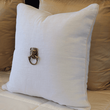 Load image into Gallery viewer, Bandhini Homewear Design Lion Head White Linen Lounge Cushion 55 x 55cm | Accessories | app store dev @@ABC ///[option4] 十月五日 11:53 
