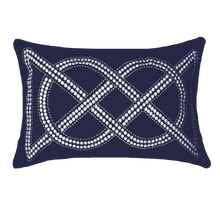 Load image into Gallery viewer, Bandhini Homewear Design Dot Chain Knot Navy Lumber Cushion 35x53cm | Accessories | app store dev @@ABC ///[option4] 十月五日 11:53 

