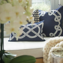 Load image into Gallery viewer, Bandhini Homewear Design Dot Chain Knot Navy Lumber Cushion 35x53cm | Accessories | app store dev @@ABC ///[option4] 十月五日 11:53 
