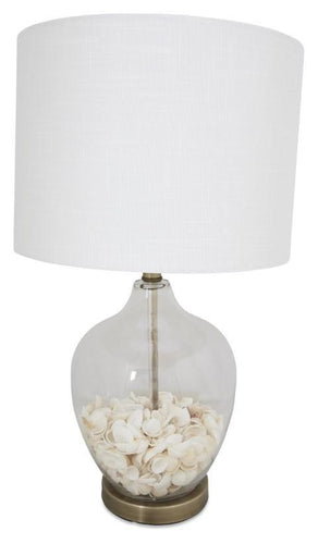 Home & Giftware Glass Shell Table Lamp with White Linen Shade and Metal Base - White | Lighting | app store dev @@ABC ///[option4] 十月五日 11:53 