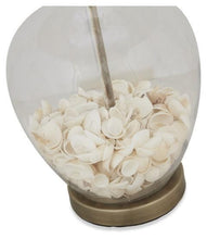 Load image into Gallery viewer, Home &amp; Giftware Glass Shell Table Lamp with White Linen Shade and Metal Base - White | Lighting | app store dev @@ABC ///[option4] 十月五日 11:53 
