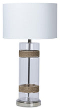 Load image into Gallery viewer, Home &amp; Giftware Clear Cylinder Glass Table Lamp with Rope Detail - Clear/White/Brown | Lighting | app store dev @@ABC ///[option4] 十月五日 11:53 
