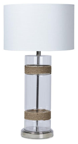 Home & Giftware Clear Cylinder Glass Table Lamp with Rope Detail - Clear/White/Brown | Lighting | app store dev @@ABC ///[option4] 十月五日 11:53 