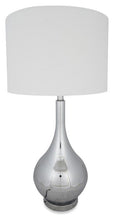 Load image into Gallery viewer, Home &amp; Giftware Chrome Metal Bottle Table Lamp with Linen Shade - Chrome | Lighting | app store dev @@ABC ///[option4] 十月五日 11:53 
