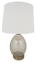 Load image into Gallery viewer, Home &amp; Giftware Champagne Egg Glass Table Lamp with Linen Shade - Antique Brass | Lighting | app store dev @@ABC ///[option4] 十月五日 11:53 
