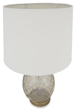 Load image into Gallery viewer, Home &amp; Giftware Champagne Egg Glass Table Lamp with Linen Shade - Antique Brass | Lighting | app store dev @@ABC ///[option4] 十月五日 11:53 
