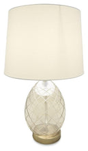 Load image into Gallery viewer, Home &amp; Giftware Champagne Egg Glass Table Lamp with Linen Shade - Antique Brass | Lighting | app store dev @@ABC ///[option4] 十月五日 11:53 
