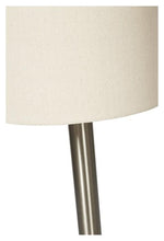Load image into Gallery viewer, Home &amp; Giftware Contemporary Tall Metal Table Lamp with Oatmeal Linen Shade - Brush Nickel Finish | Lighting | app store dev @@ABC ///[option4] 十月五日 11:53 
