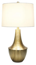 Load image into Gallery viewer, Home &amp; Giftware Brass Metal Beaten Table Lamp with White Linen Shade - Brass Metal | Lighting | app store dev @@ABC ///[option4] 十月五日 11:53 
