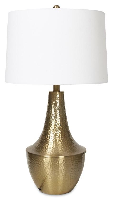 Home & Giftware Brass Metal Beaten Table Lamp with White Linen Shade - Brass Metal | Lighting | app store dev @@ABC ///[option4] 十月五日 11:53 
