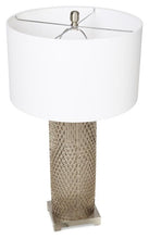 Load image into Gallery viewer, Home &amp; Giftware Elle Tall Glass &amp; Metal Table Lamp with Cream Linen Shade - Smoke Glass | Lighting | app store dev @@ABC ///[option4] 十月五日 11:53 
