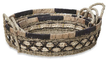 Load image into Gallery viewer, Home &amp; Giftware Equador Set of 3 Round Water Hyacinth Trays - Black/Natural | Accessories | app store dev @@ABC ///[option4] 十月五日 11:53 
