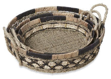 Load image into Gallery viewer, Home &amp; Giftware Equador Set of 3 Round Water Hyacinth Trays - Black/Natural | Accessories | app store dev @@ABC ///[option4] 十月五日 11:53 
