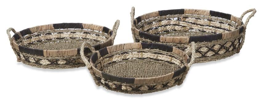 Home & Giftware Equador Set of 3 Round Water Hyacinth Trays - Black/Natural | Accessories | app store dev @@ABC ///[option4] 十月五日 11:53 