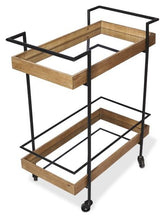 Load image into Gallery viewer, Home &amp; Giftware Heritage Wood and Metal Kitchen Trolley Cart - Natural/Matt Black | Dining | app store dev @@ABC ///[option4] 十月五日 11:53 

