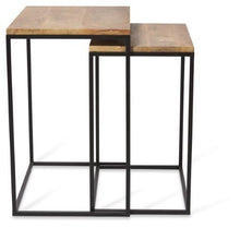 Load image into Gallery viewer, Home &amp; Giftware Ava Set of 2 Rectangular Nested Side Tables with Mango Wood Top and Iron Legs - Natural/Black | Living | app store dev @@ABC ///[option4] 十月五日 11:53 
