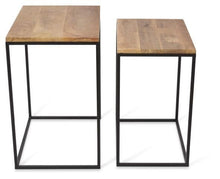 Load image into Gallery viewer, Home &amp; Giftware Ava Set of 2 Rectangular Nested Side Tables with Mango Wood Top and Iron Legs - Natural/Black | Living | app store dev @@ABC ///[option4] 十月五日 11:53 
