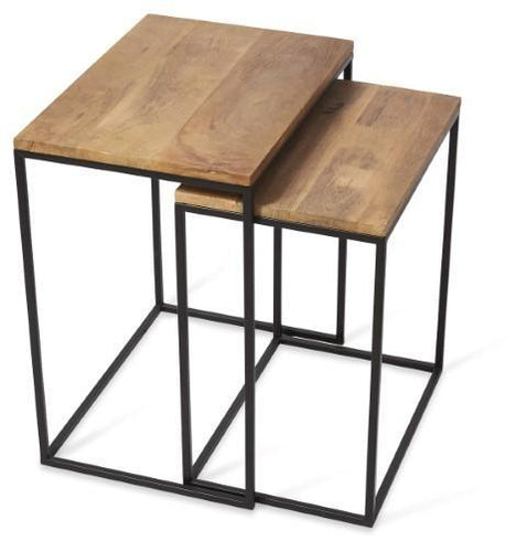 Home & Giftware Ava Set of 2 Rectangular Nested Side Tables with Mango Wood Top and Iron Legs - Natural/Black | Living | app store dev @@ABC ///[option4] 十月五日 11:53 
