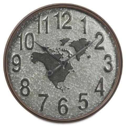 Home & Giftware Beaten Metal World Map Clock 60cm - Silver | Accessories | app store dev @@ABC ///[option4] 十月五日 11:53 
