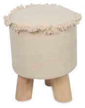 Load image into Gallery viewer, Home &amp; Giftware Kitson Round Hand Woven Stone Wash Cotton Stool with Wooden Legs | Living | app store dev @@ABC ///[option4] 十月五日 11:53 
