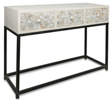 Load image into Gallery viewer, Home &amp; Giftware Flat Mother of Pearl Shell Wooden Console with Three Draws | Living | app store dev @@ABC ///[option4] 十月五日 11:53 
