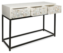 Load image into Gallery viewer, Home &amp; Giftware Flat Mother of Pearl Shell Wooden Console with Three Draws | Living | app store dev @@ABC ///[option4] 十月五日 11:53 
